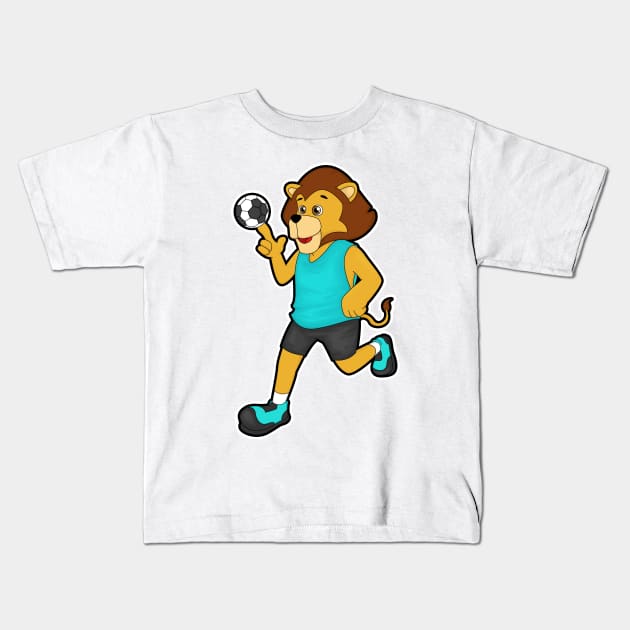 Lion at Handball player with Handball Kids T-Shirt by Markus Schnabel